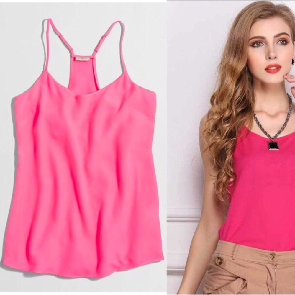 J crew hot pink tank top neon racerback new NWT